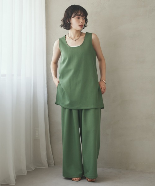LAULEN(ローレン)の「side slit sleeveless set up /ソリッドカラーサイドスリットノースリーブセットアップ(セットアップ・レディース・アイボリー/ブラック/グリーン/ブラウン・FREE)」の18枚目の写真