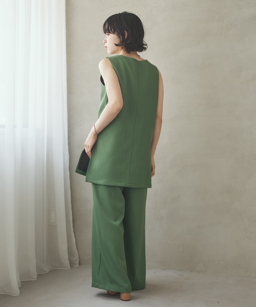 LAULEN(ローレン)の「side slit sleeveless set up /ソリッドカラーサイドスリットノースリーブセットアップ(セットアップ・レディース・アイボリー/ブラック/グリーン/ブラウン・FREE)」の19枚目の写真