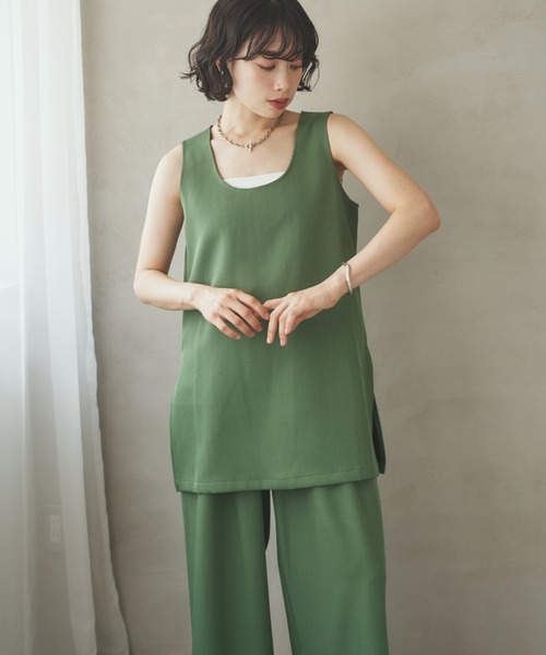 LAULEN(ローレン)の「side slit sleeveless set up /ソリッドカラーサイドスリットノースリーブセットアップ(セットアップ・レディース・アイボリー/ブラック/グリーン/ブラウン・FREE)」の20枚目の写真