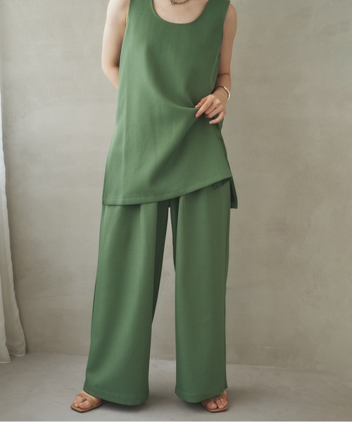 LAULEN(ローレン)の「side slit sleeveless set up /ソリッドカラーサイドスリットノースリーブセットアップ(セットアップ・レディース・アイボリー/ブラック/グリーン/ブラウン・FREE)」の22枚目の写真