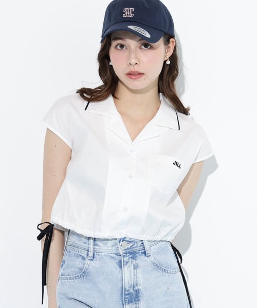 JILL by JILL STUART（ジルバイジルスチュアート）の「◇ウエストリボン開襟シャツ（シャツ/ブラウス・レディース・ホワイト/レッド系その他/ブルー系その他・FREE）」の5枚目の写真