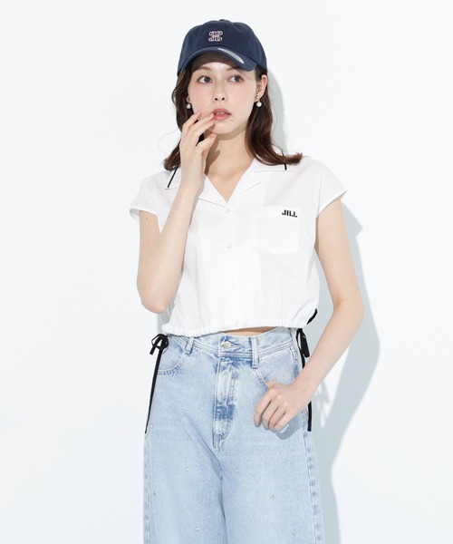 JILL by JILL STUART（ジルバイジルスチュアート）の「◇ウエストリボン開襟シャツ（シャツ/ブラウス・レディース・ホワイト/レッド系その他/ブルー系その他・FREE）」の6枚目の写真