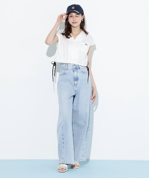 JILL by JILL STUART（ジルバイジルスチュアート）の「◇ウエストリボン開襟シャツ（シャツ/ブラウス・レディース・ホワイト/レッド系その他/ブルー系その他・FREE）」の9枚目の写真