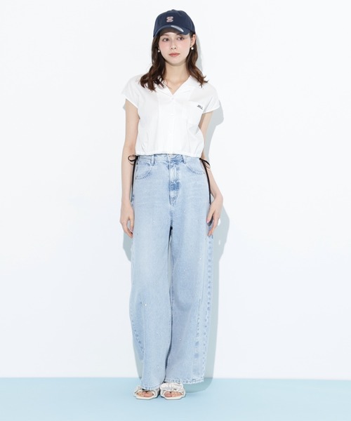 JILL by JILL STUART（ジルバイジルスチュアート）の「◇ウエストリボン開襟シャツ（シャツ/ブラウス・レディース・ホワイト/レッド系その他/ブルー系その他・FREE）」の8枚目の写真