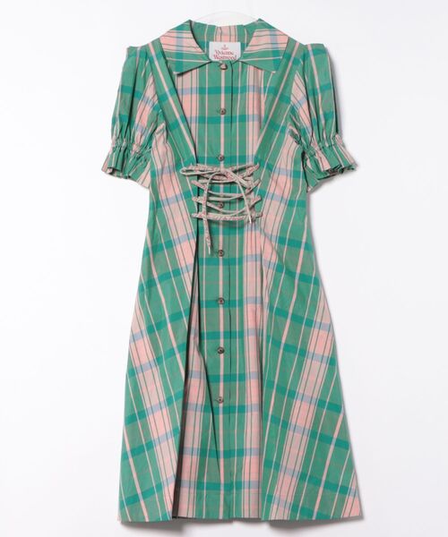 ｺｯﾄﾝｼﾙｸﾀｰﾀﾝﾁｪｯｸｳｴｽﾄﾚｰｽｱｯﾌﾟﾄﾞﾚｽ（ワンピース）｜Vivienne Westwood