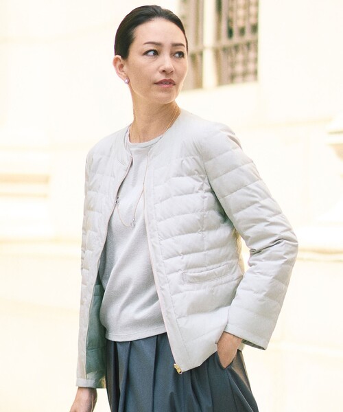 ライトダウンリバーシブルノーカラー ジャケット（ダウンジャケット