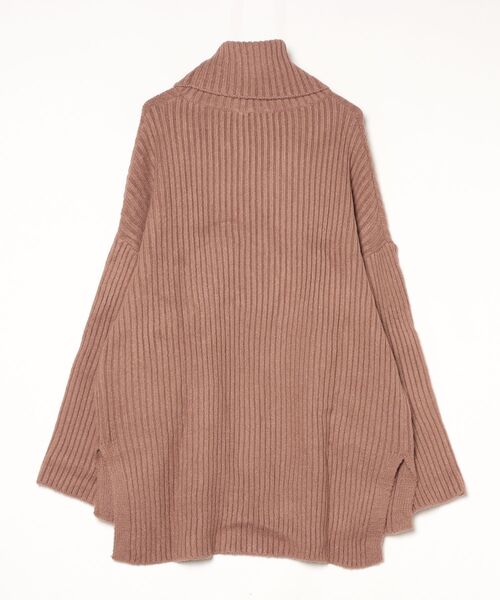 ipugo(イプゴ)の「ipugo/イプゴ ハイネックオーバーロングニット 冬服(ニット/セーター・レディース・アイボリー/ブラウン・FREE)」の4枚目の写真