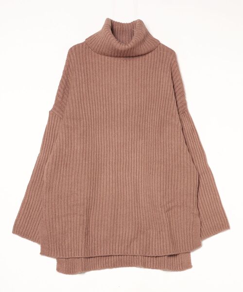ipugo(イプゴ)の「ipugo/イプゴ ハイネックオーバーロングニット 冬服(ニット/セーター・レディース・アイボリー/ブラウン・FREE)」の5枚目の写真
