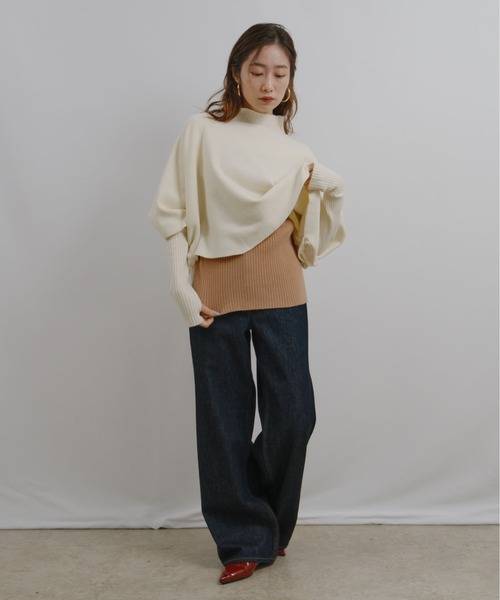 ニットケープ＆リブニットアンサンブル Palm Riche│Eimee Law