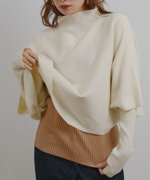 ことまり様レルビエポンチョニットアイボリー ORIENT MILLINERY ポンチョ 「HAND KNIT」 MOELLEUX「モアルー」意匠
