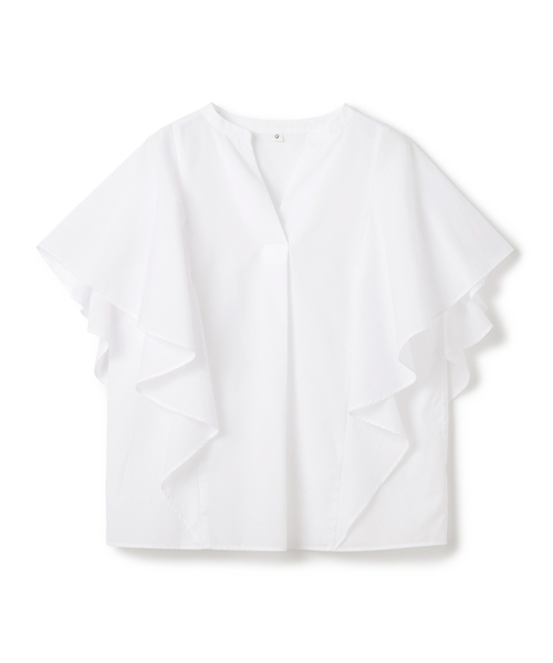 CROSS FUNCTION（クロスファンクション）の「《シワになりにくい》エブ楽 ブロードフリルスリーブブラウス【CROSS FUNCTION/クロスファンクション】（シャツ/ブラウス・レディース・オレンジ/オフホワイト・M/L/LL）」の22枚目の写真