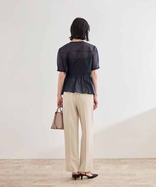 ROPE'(ロペ)の「【洗える】ストライプペプラムブラウス(シャツ/ブラウス・レディース・ネイビー/ピンク・FREE)」の5枚目の写真