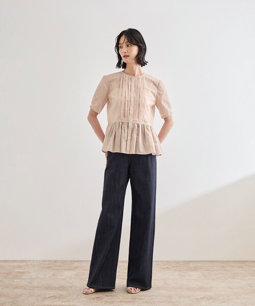 ROPE'(ロペ)の「【洗える】ストライプペプラムブラウス(シャツ/ブラウス・レディース・ネイビー/ピンク・FREE)」の8枚目の写真