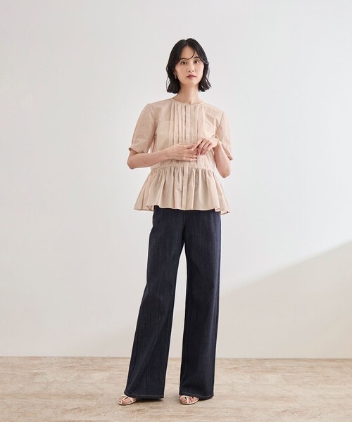 ROPE'(ロペ)の「【洗える】ストライプペプラムブラウス(シャツ/ブラウス・レディース・ネイビー/ピンク・FREE)」の12枚目の写真