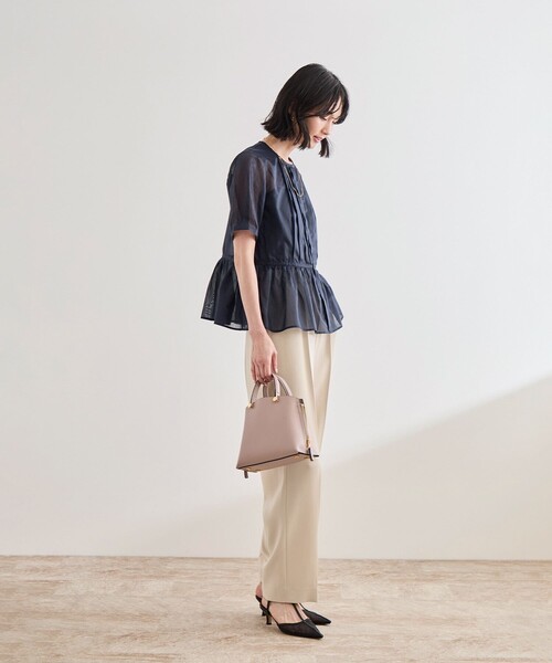 ROPE'(ロペ)の「【洗える】ストライプペプラムブラウス(シャツ/ブラウス・レディース・ネイビー/ピンク・FREE)」の15枚目の写真