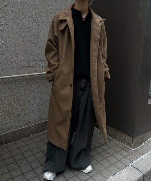 CREARE -LINO-（クレアーレリノ）の「フェイクウールステンカラーコート（ステンカラーコート・メンズ・チャコール/ベージュ/ブラック・M/L）」の6枚目の写真