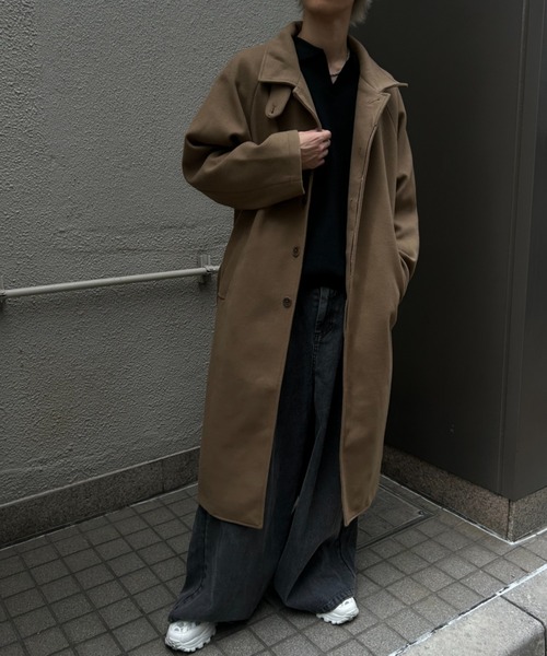 CREARE -LINO-（クレアーレリノ）の「フェイクウールステンカラーコート（ステンカラーコート・メンズ・チャコール/ベージュ/ブラック・M/L）」の13枚目の写真