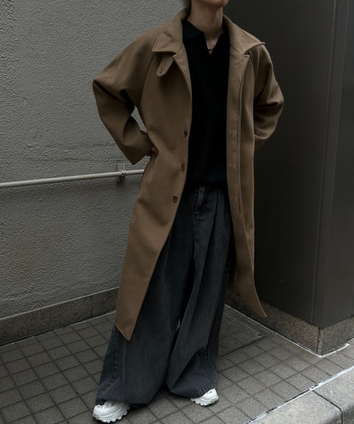 CREARE -LINO-（クレアーレリノ）の「フェイクウールステンカラーコート（ステンカラーコート・メンズ・チャコール/ベージュ/ブラック・M/L）」の9枚目の写真