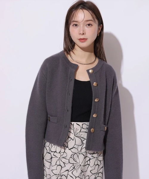 Mystrada（マイストラーダ）の「金釦コーディガン（ニット/セーター・レディース・レッド系その他3/ピンク/ホワイト/チャコールグレー・38/36）」の7枚目の写真