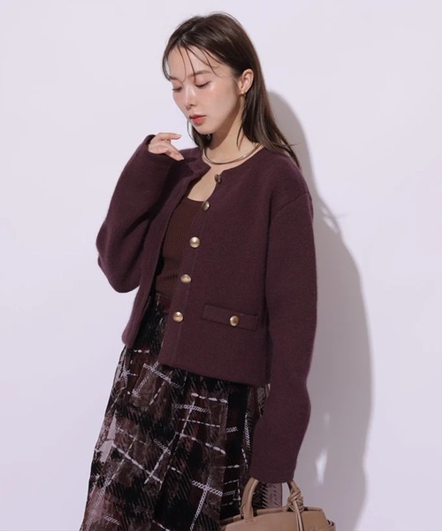 Mystrada（マイストラーダ）の「金釦コーディガン（ニット/セーター・レディース・レッド系その他3/ピンク/ホワイト/チャコールグレー・38/36）」の17枚目の写真