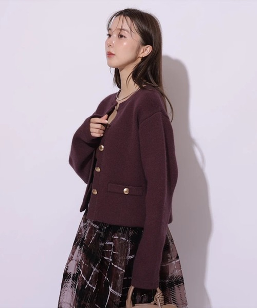 Mystrada（マイストラーダ）の「金釦コーディガン（ニット/セーター・レディース・レッド系その他3/ピンク/ホワイト/チャコールグレー・38/36）」の18枚目の写真