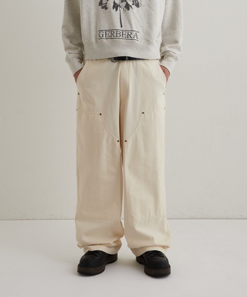 WHO'S WHO gallery（フーズフーギャラリー）の「【KOOKY'N/クーキー】ダックダブルニーパンツ（デニムパンツ・レディース・ブラウン/アイボリー/ブラック・FREE）」の2枚目の写真