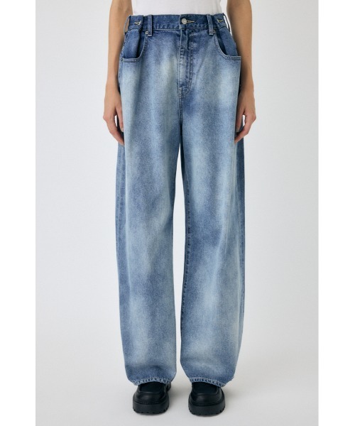 MOUSSY マウジー ハイウエスト ブリーチ ルーズストレート デニム パンツ MOUSSY | OVER WAIST ルーズストレートデニム (ワイド ) |SHEL