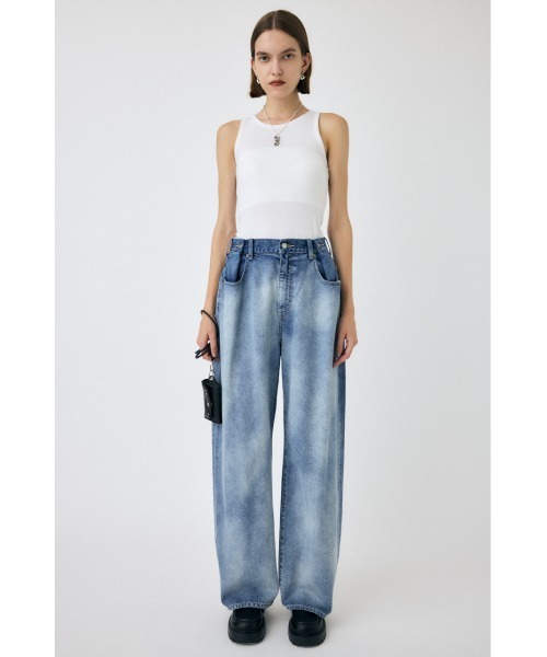 MOUSSY マウジー ハイウエスト ブリーチ ルーズストレート デニム パンツ TUCKED WAIST ルーズストレートデニム（デニムパンツ）｜MOUSSY