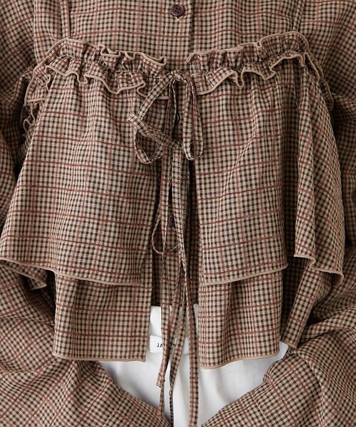 w closet（ダブルクローゼット）の「【2SETアイテム】ビスチェ付きチェックシャツ（シャツ/ブラウス・レディース・ブルー/ブラック/レッド/ブラウン・FREE）」の9枚目の写真