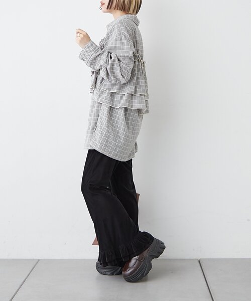 w closet（ダブルクローゼット）の「【2SETアイテム】ビスチェ付きチェックシャツ（シャツ/ブラウス・レディース・ブルー/ブラック/レッド/ブラウン・FREE）」の20枚目の写真