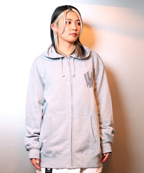 [W] by VIRGOwearworks（ダブリューバイヴァルゴウェアーワークス）の「Warp logo zip hoodie（パーカー・メンズ・ブラック/グレー/オリーブドラブ・MEDIUM/LARGE/X-LARGE）」の2枚目の写真