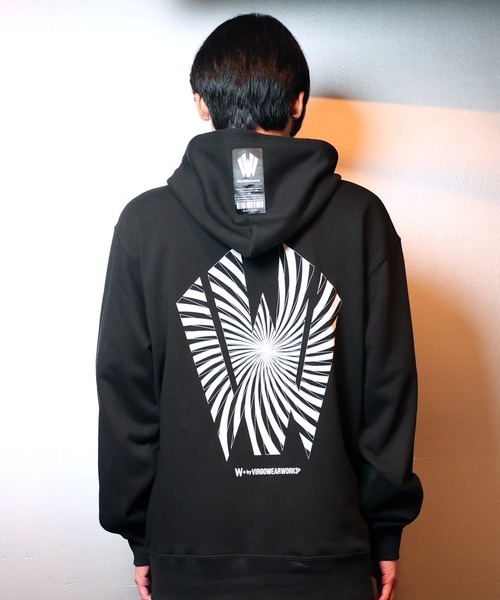 [W] by VIRGOwearworks（ダブリューバイヴァルゴウェアーワークス）の「Warp logo zip hoodie（パーカー・メンズ・ブラック/グレー/オリーブドラブ・MEDIUM/LARGE/X-LARGE）」の4枚目の写真