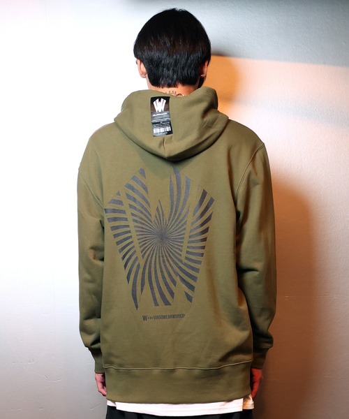 [W] by VIRGOwearworks（ダブリューバイヴァルゴウェアーワークス）の「Warp logo zip hoodie（パーカー・メンズ・ブラック/グレー/オリーブドラブ・MEDIUM/LARGE/X-LARGE）」の6枚目の写真