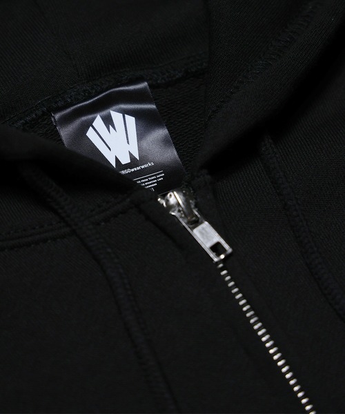 [W] by VIRGOwearworks（ダブリューバイヴァルゴウェアーワークス）の「Warp logo zip hoodie（パーカー・メンズ・ブラック/グレー/オリーブドラブ・MEDIUM/LARGE/X-LARGE）」の13枚目の写真