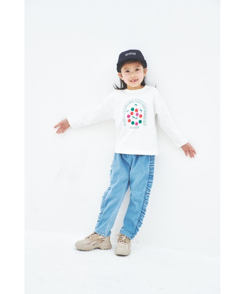 maarook（マルーク）の「ブルーデニムニットフリルロングパンツ（デニムパンツ・キッズ・ブルー・160cm/150cm/140cm）」の3枚目の写真