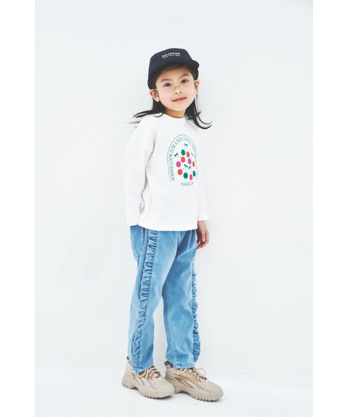 maarook（マルーク）の「ブルーデニムニットフリルロングパンツ（デニムパンツ・キッズ・ブルー・160cm/150cm/140cm）」の4枚目の写真