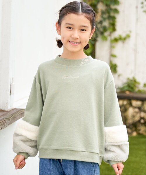 ikka（イッカ）の「袖ファー刺繍ラインストーンプルオーバー（120~160cm）（スウェット・キッズ・オフホワイト/ブルー/ダークグレー/ミント・120/130/140/150/160）」の14枚目の写真