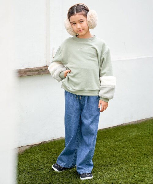 ikka（イッカ）の「袖ファー刺繍ラインストーンプルオーバー（120~160cm）（スウェット・キッズ・オフホワイト/ブルー/ダークグレー/ミント・120/130/140/150/160）」の18枚目の写真