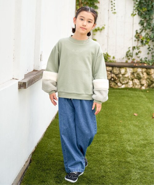 ikka（イッカ）の「袖ファー刺繍ラインストーンプルオーバー（120~160cm）（スウェット・キッズ・オフホワイト/ブルー/ダークグレー/ミント・120/130/140/150/160）」の17枚目の写真