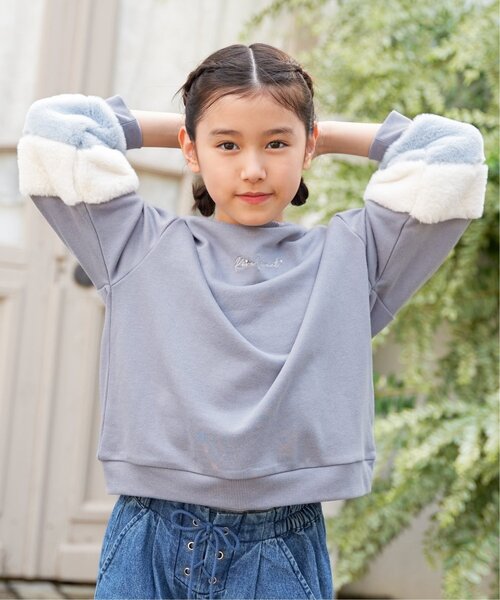 ikka（イッカ）の「袖ファー刺繍ラインストーンプルオーバー（120~160cm）（スウェット・キッズ・オフホワイト/ブルー/ダークグレー/ミント・120/130/140/150/160）」の8枚目の写真