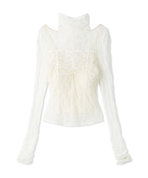 チャコット　レースニット調Tシャツ　　Ｓhauen 256303-2081-42.jpg