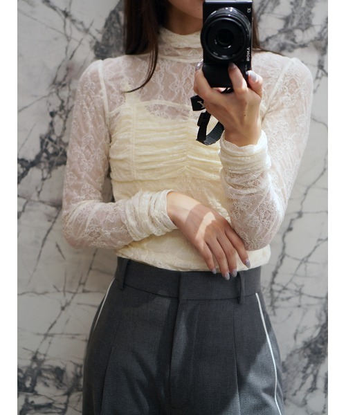 CHACOTT - チャコット　クラッシュベロアTシャツ　ハイストレッチM グレイッシュローズ　新品 Chacott】レースシアーTOPS（Tシャツ/カットソー）｜Chacott