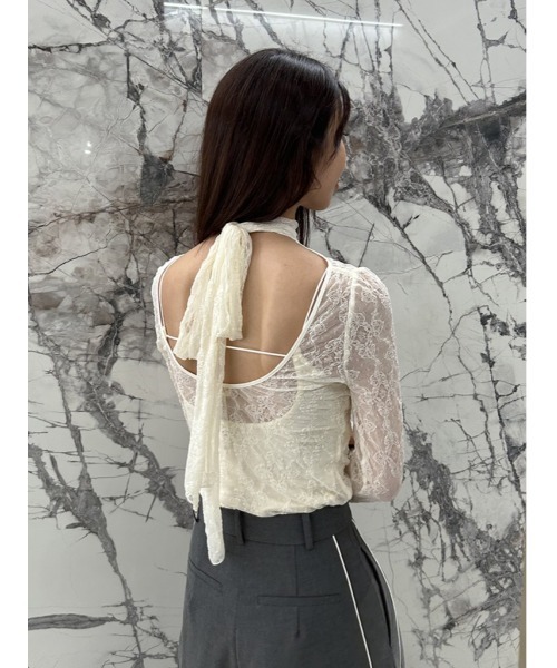 チャコット　レースニット調Tシャツ　　Ｓhauen Chacott】レースシアーTOPS（Tシャツ/カットソー）｜Chacott