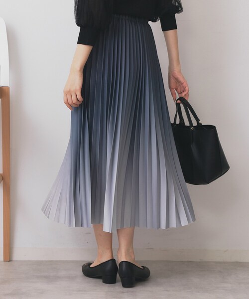 セール】グラデーションプリーツスカート【洗濯機OK/防シワ