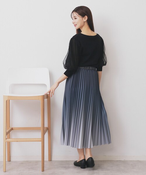 セール】グラデーションプリーツスカート【洗濯機OK/防シワ