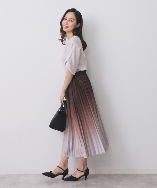 セール】グラデーションプリーツスカート【洗濯機OK/防シワ