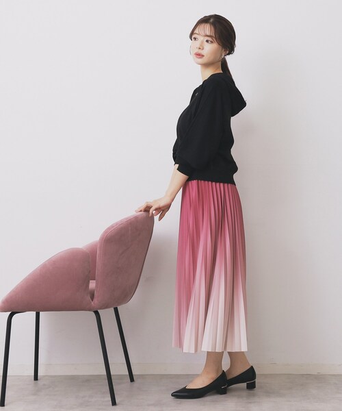 セール】グラデーションプリーツスカート【洗濯機OK/防シワ