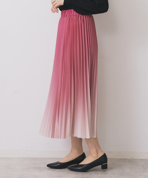 セール】グラデーションプリーツスカート【洗濯機OK/防シワ