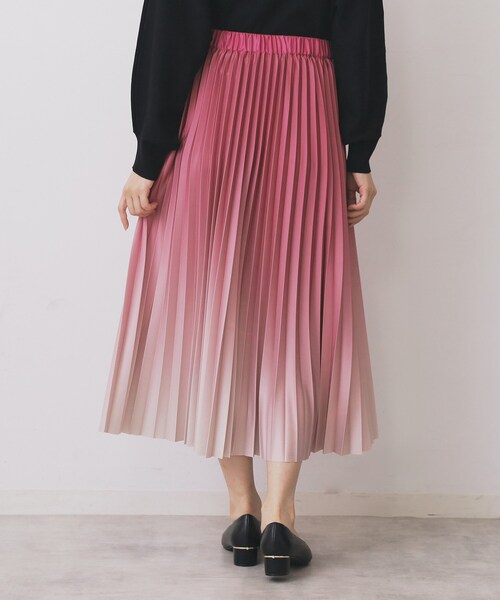 セール】グラデーションプリーツスカート【洗濯機OK/防シワ