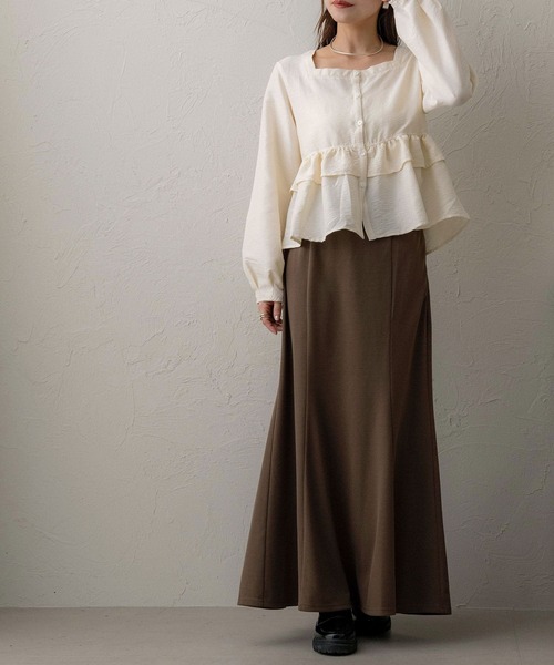 NOAHL（ノアル）の「【NOAHL】ポンチマーメイドスカート（スカート・レディース・ブラウン/ブラック/アイボリー・L/M）」の3枚目の写真